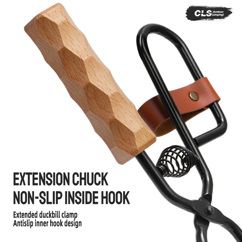 CLS acampar al aire libre abrazadera de carbono picnic barbacoa fuego abrazadera fogata barbacoa de carbón fuego abrazadera estufa de leña abrazadera de hierro