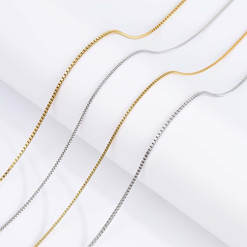 Cross-Border Hot-Selling Stainless Steel Short Square Box Chain Necklace European and American Personalized Hip-Hop Titanium Steel Clavicle Chain Necklace