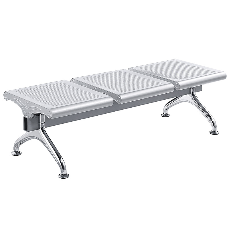 Silla de acero inoxidable, silla plana de acero laminado en frío, silla para tres personas, silla de aeropuerto, silla de fila, asiento sin respaldo, taburete para exteriores, asiento para tres personas.