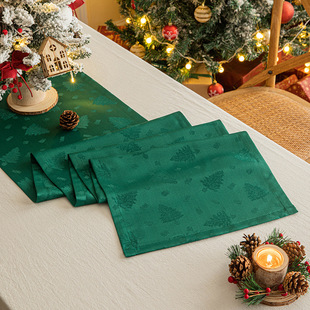 Cross-border Christmas table runner dark pattern Christmas tree jacquard table mat New Year atmosphere decorative long napkin tablecloth