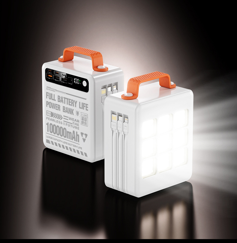 22.5W Super-Schnellladegerät, Powerbank mit großer Kapazität 100000mAh, integriertes Kabel, 3C-zertifiziert, mobiles Ladegerät für den internationalen Einsatz