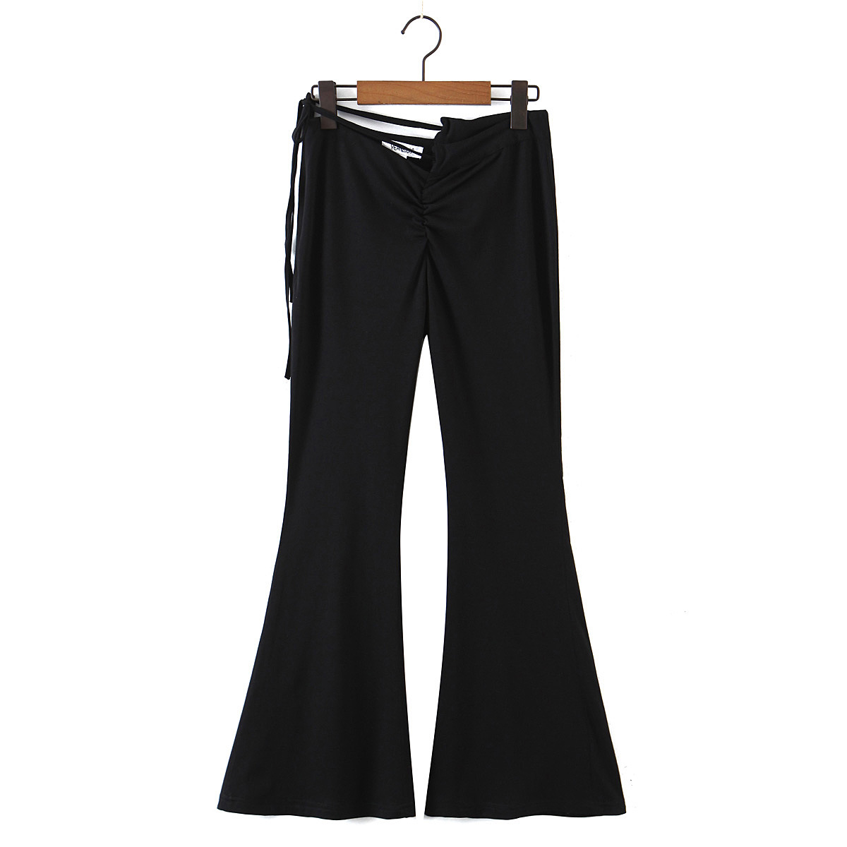 Solid Color Waistband Flared Trousers NSXFL116061