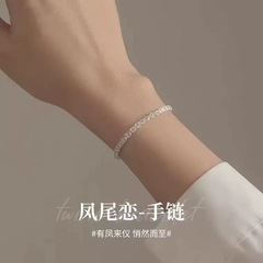 スターリングシルバーフェニックステールブレスレット女性のためのシンプルなレトロ日本と韓国語バージョンハンドジュエリー Tmall ホット販売クロスボーダー外国貿易卸売クリスタル