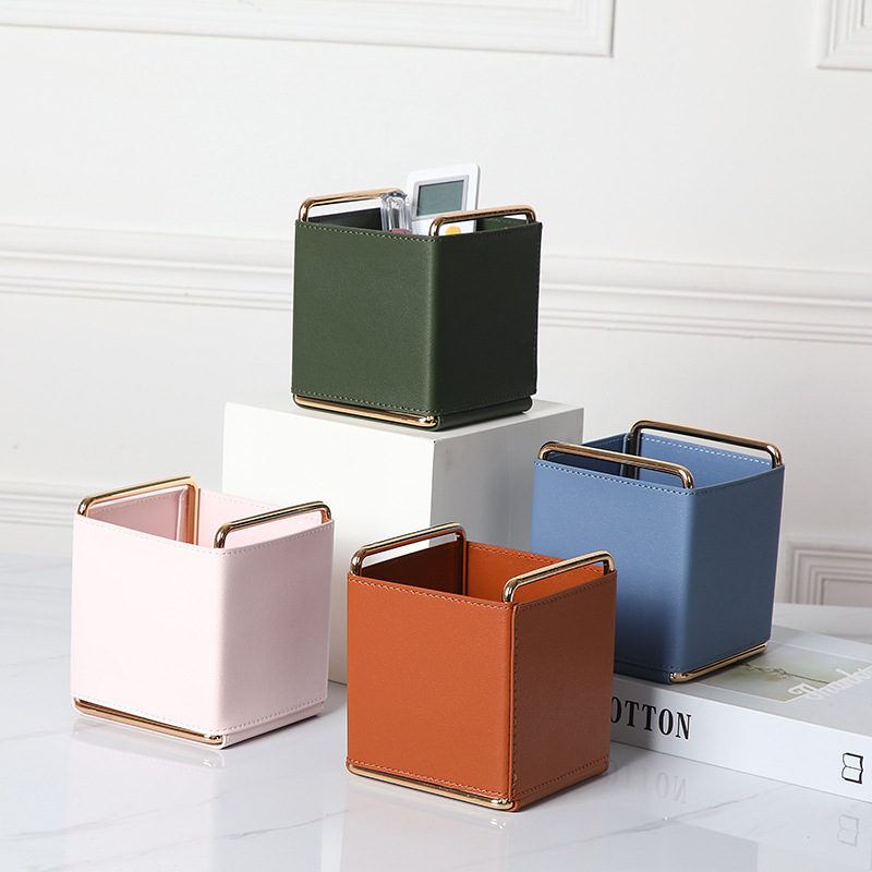 Nordic ins Leather Simple Cosmetic Remote Control Dressing Table Cyber Celebrity Pen Containers Desktop Storage Box Ornaments Cross-Border Nordic ins Leather Simple Cosmetic Remote Control Dressing Table Cyber Celebrity Pen Containers Desktop Storage Box Ornaments Cross-Border