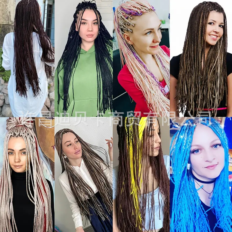 Europa y los Estados Unidos transfronterizos delgados trenzas de tres hebras zizi recto zizi rollo trenzas crochet caja trenzas ganchillo peluca