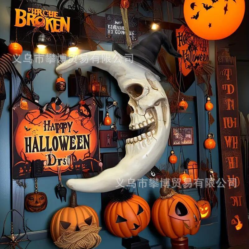 クロスボーダー新しいハロウィンスカル樹脂カボチャムーンウィザードギフトパーソナライズされた装飾品ホームアクセサリー装飾品|undefined