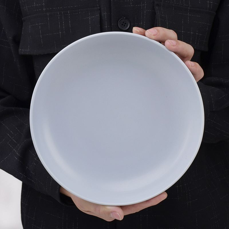 9 pulgadas de alta temperatura de cerámica azul y blanco plato de sopa poco profundo plato de sopa de hotel pequeño plato de sopa fresco plato redondo plato de frita doméstico