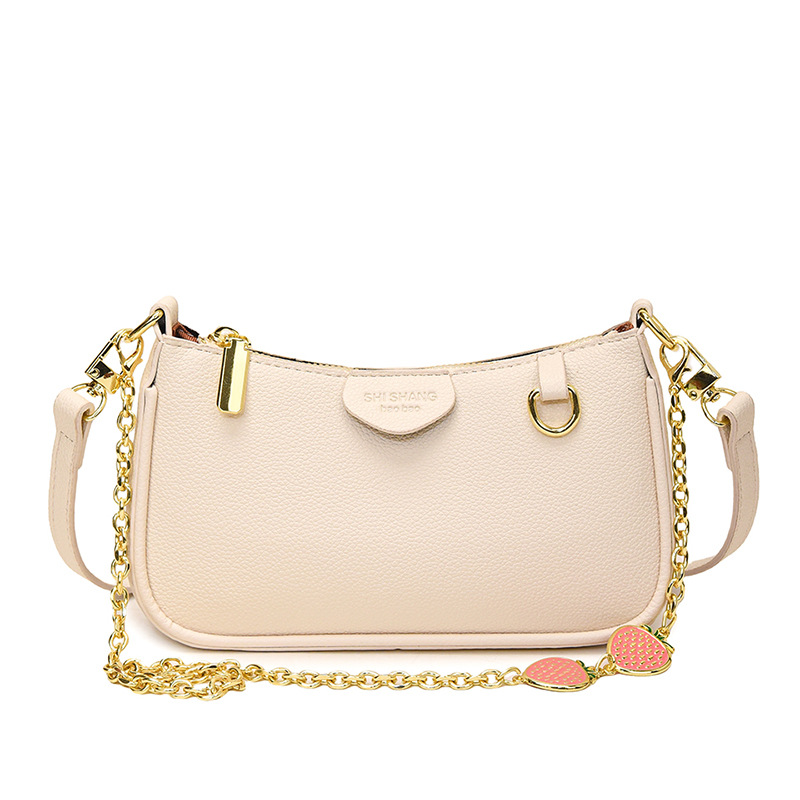 Bolso de cadena popular de este año, nuevo bolso femenino de primavera 2025, bolso de hombro con patrón de lichi fresco, bolso de mensajero de fresa lindo