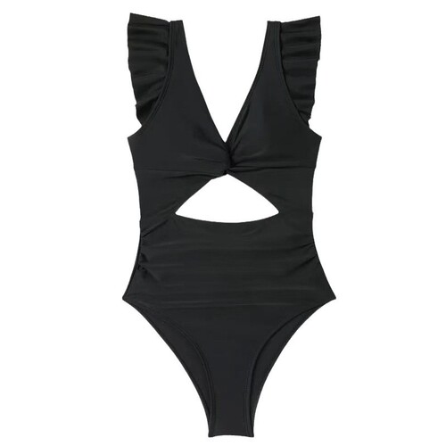 European and American fashion one-piece swimsuit, sexy backless solid color slim-fit figure-flattering Russian women's swimwear