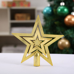 クリスマスグリッター中空三層ツリートップスター金銀赤クリスマスツリー装飾トップスター10-20CM三層電気メッキ