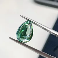 GIGAJEWE зеленый грушевидный Муассанит, вырезанный в форме Росинки, с сертификатом кода талии, различные спецификации, может быть оптом