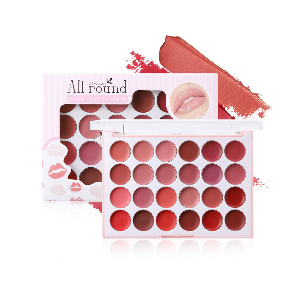 Amazon Explosions 24 Color Lipstick Plate Cross-border E-commerce Makeup Lasting Moisturizing Matte Lip Glaze Lipstick in stock Wholesale