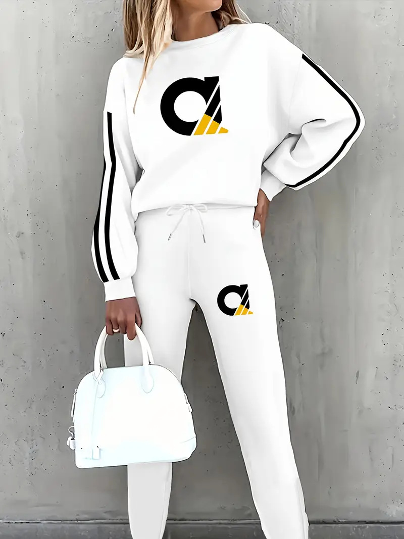 Women's Clothing Casual Trendy Sweatshirt Women's Autumn Winter Sweatshirt Set Korean Style Casual Trendy Printed Hoodie And Pants Two-Piece Outfit_ecoleips.com
