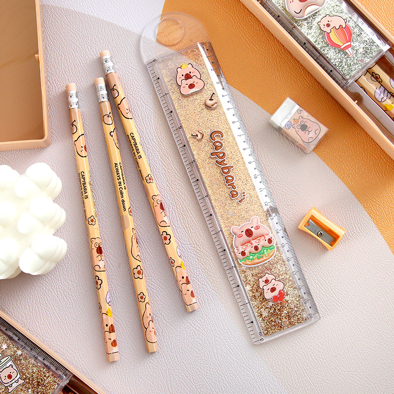 Kappa Sand Running Pencil Set Cinturón de escritura hexagonal lápiz de goma Papelería de alto valor facial