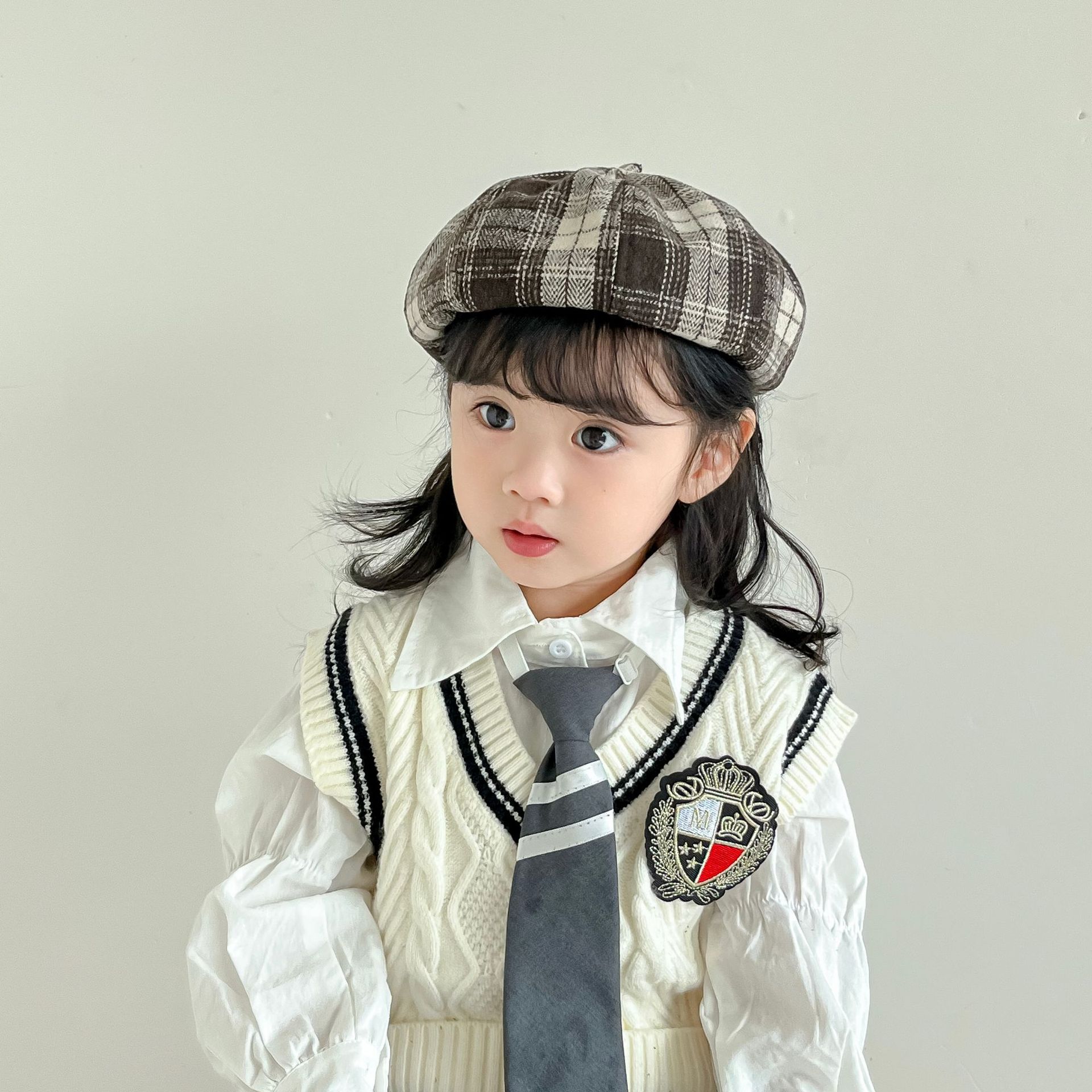 Boina infantil primavera y otoño niñas sombrero de ocho ángulos japonés Harajuku estilo calabaza sombrero de invierno bebé pintor sombrero de moda