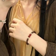檀木金丝檀木搭配红玛瑙手串小红书同款女生木质文玩檀香木佛珠手