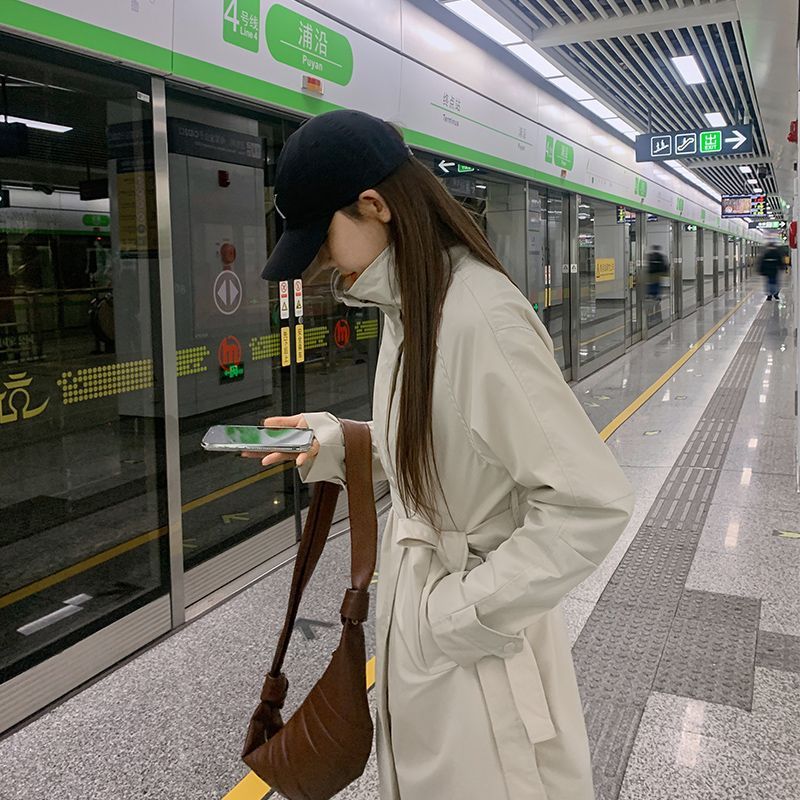 欧货黑色中长款冲锋衣女款2025新款宽松加棉休闲风衣棉服风衣外套|undefined