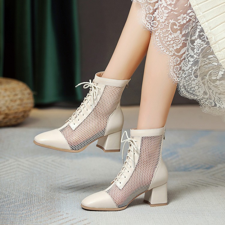 跨境女鞋网靴镂空夏季凉靴网网大码40-43外贸跨境成都小码313外贸