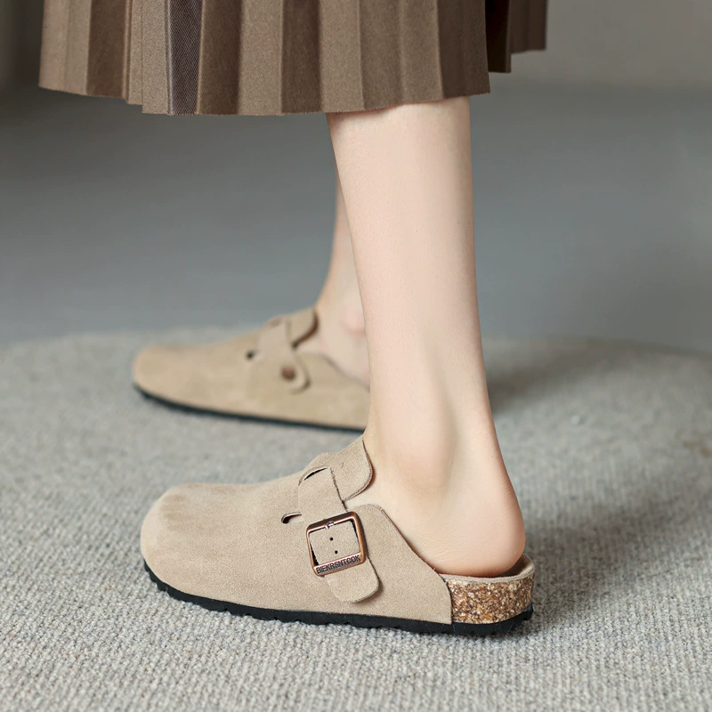 2025 новый интернет-знаменитость супер жаркие обувь Birkenstock с толстой подошвой и Velvet Toe, осень-зима, хлопковые тапочки для женщин