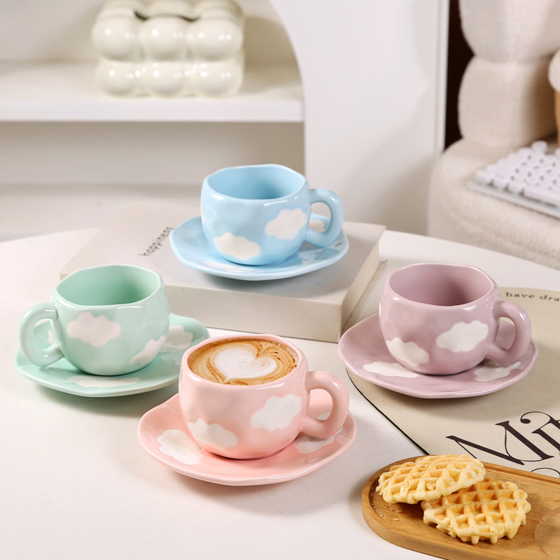 new underglaze color cloud creative ceramic coffee set suit hand-painted gift good-looking afternoon tea cup and saucer