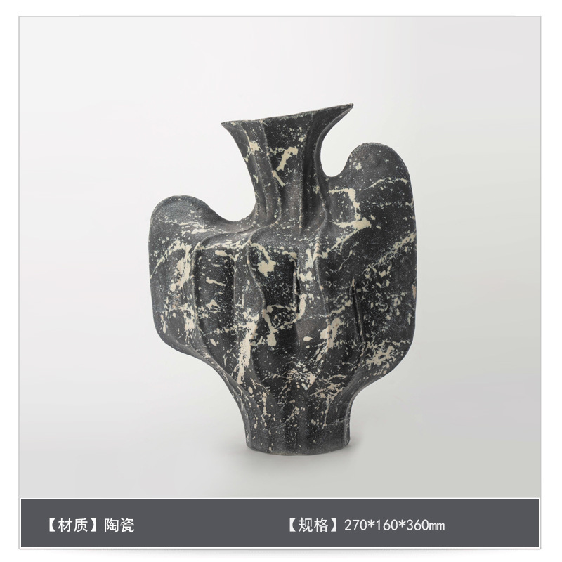 中世スタイルのセラミックフラワー花瓶装飾アートB&Bモデルルームゲストテーブルハイエンドフラワーアレンジメント装飾|undefined
