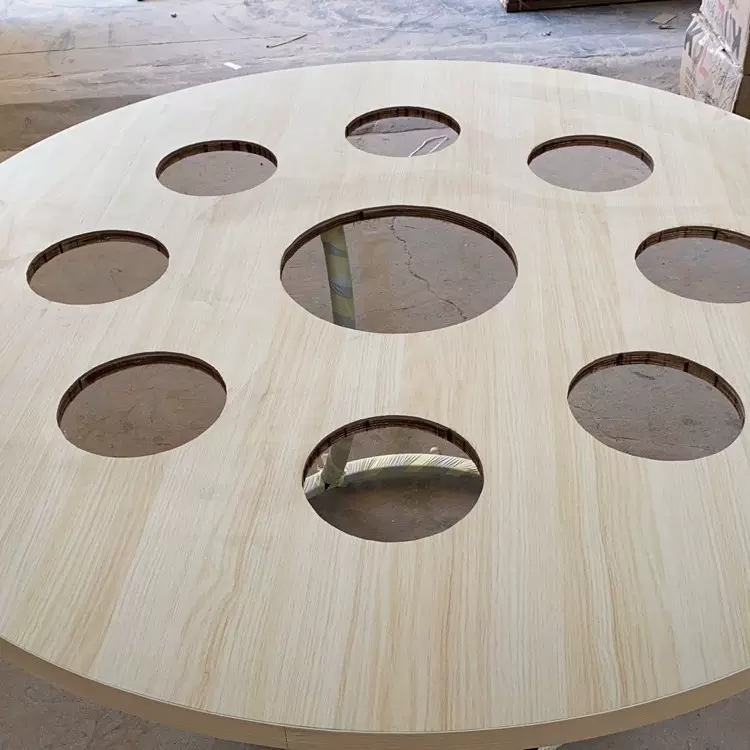 厂家批发火锅桌酒店实木圆桌新中式餐厅饭店包厢火锅桌实木餐桌