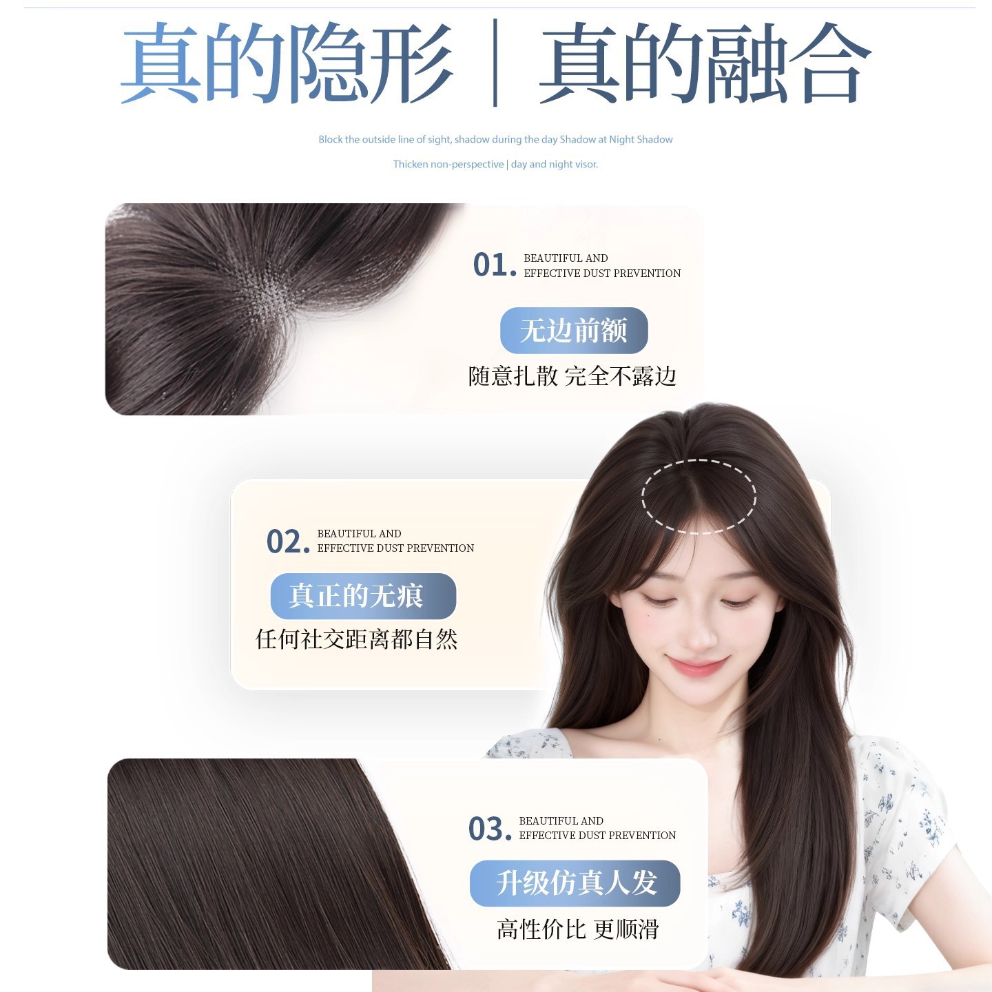 Peruca de peluca, peluca de mujer, reposición de cabello, aumento de cabello, frente invisible, esponjosa, alto cráneo con cabello real, peluca falsa sin rastro.