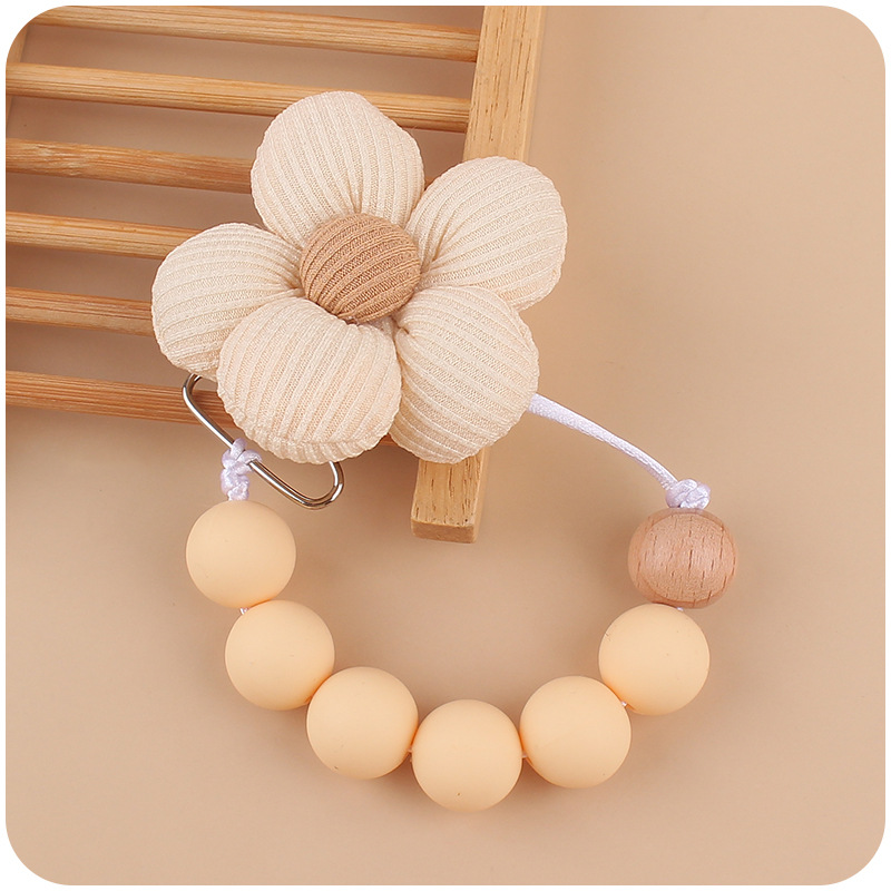 Nuevo bebé suministros de dibujos animados flor chupete clip creativo bebé DIY silicona mordedura chupete cadena anti-gota cadena