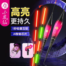 小凤仙硬尾夜光漂互锁批发一体日夜两用电子漂咬钩变色多水域浮漂