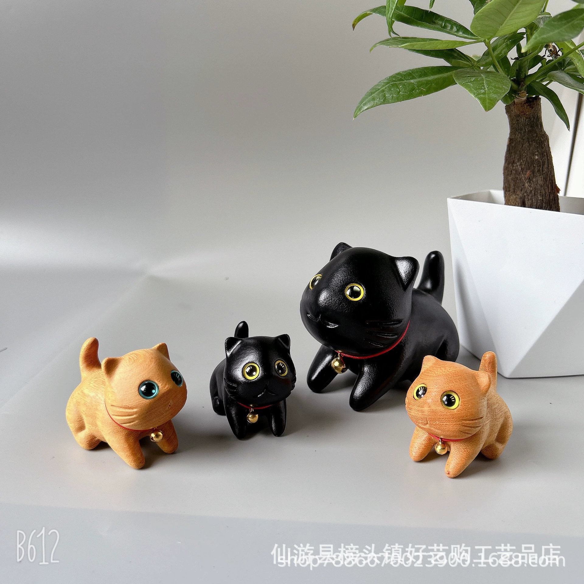 Золотой сандалwood кот парень кот цельное дерево кот мультфильм милый кот украшение подарки родственники резьба по дереву кота Интернет-знаменитость кот