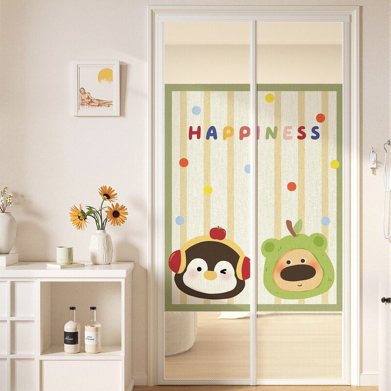 2026 New Cartoon Privacy Mosquito Net Door Curtain for Bedroom, Magnetic Partition Curtain, Magnetic No-Drill Summer Screen Door and Window