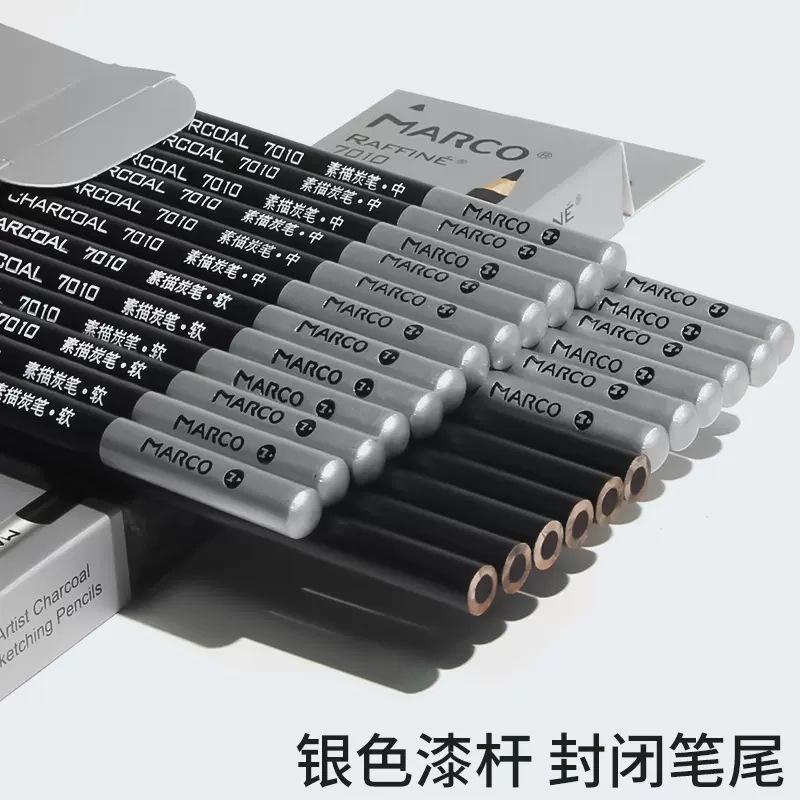 MARCO carbón lápiz boceto pintura pluma de carbono suave medio duro de carbono lápiz herramienta de dibujo suministros de arte 7010