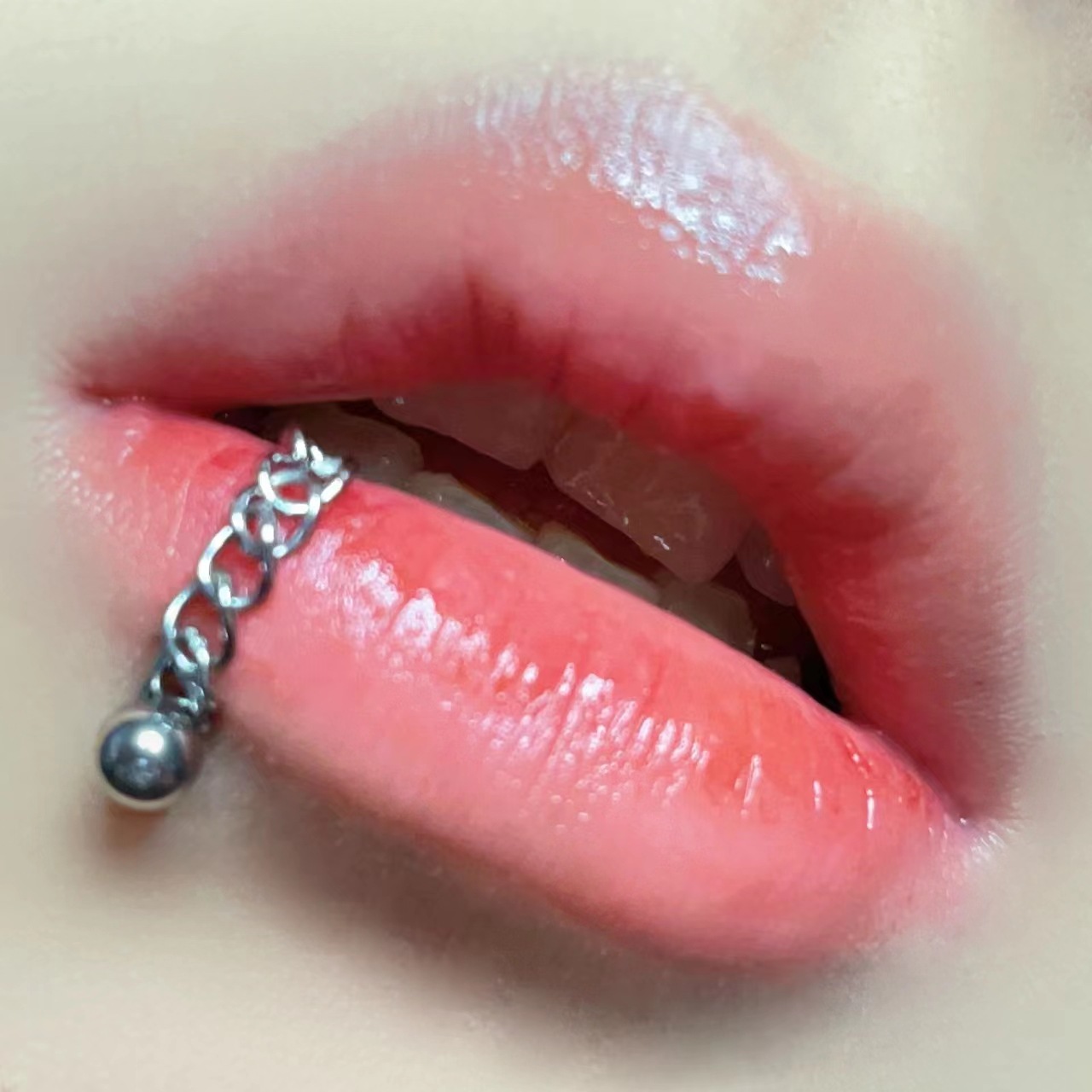 Chain Stud Lip Ring Detachable Titanium Steel Unisex Jewelry_voghion.com