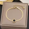 【5245】 Roman flat chain bracelet golden color
