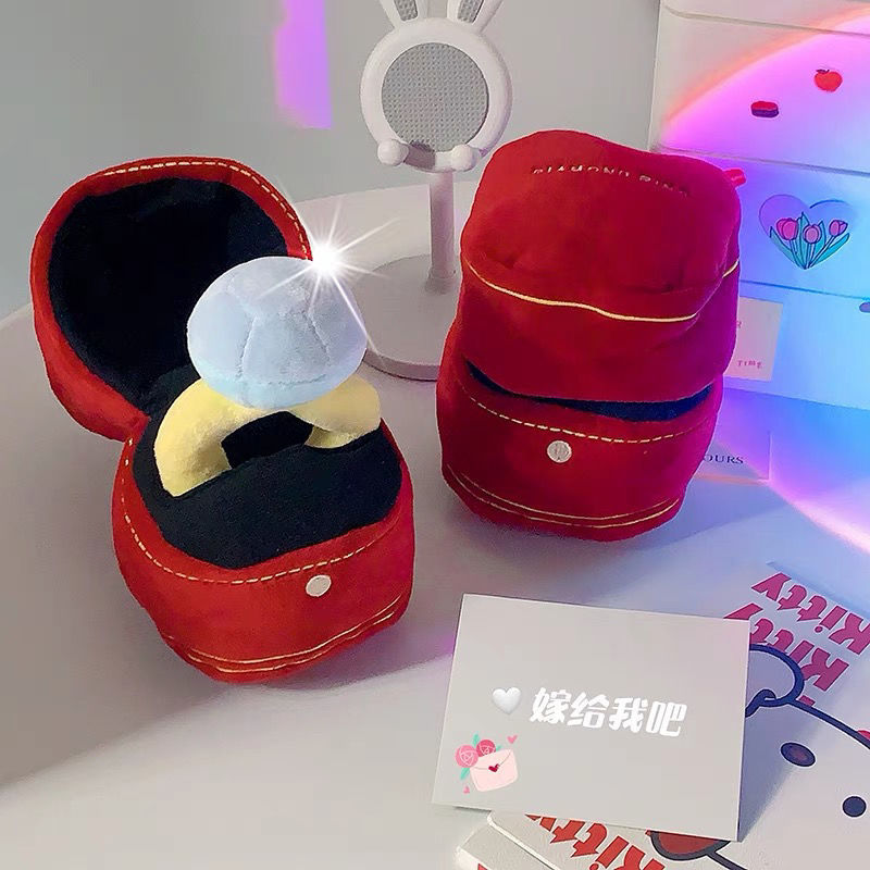 (2개) 봉제 다이아몬드 반지 큰 제안 반지 세트 봉제 장난감 인형 창조적 인 생일