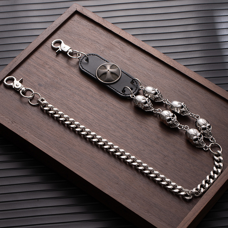 Catena per jeans da uomo in stile punk scuro con teschio, accessorio hip-hop da strada_voghion.com
