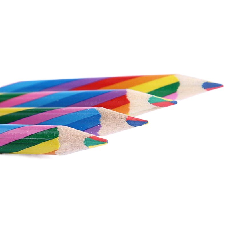 Estilo coreano creativo lindo arco iris lápiz papelería infantil regalo de pintura de madera con plomo lápiz de cuatro colores estudiante a granel