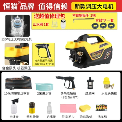 Hengcat 110V voltage regulating car washing Portable car washer - 110v-voltage-10-m-steel-wire-tube-short-gun-repair-kit