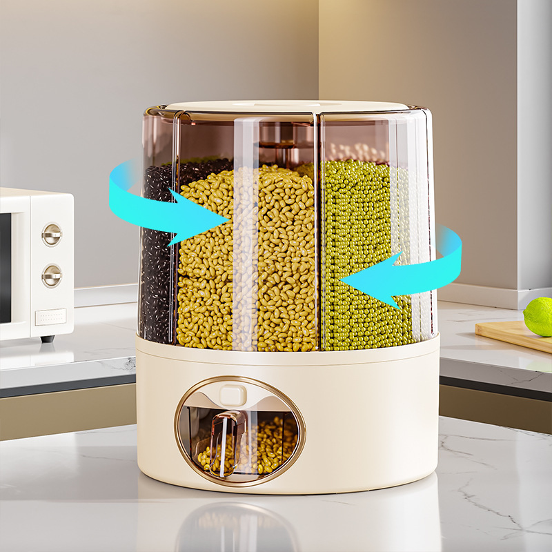 Caja de almacenamiento de granos de barril de arroz y grano rotativo sellado a prueba de insectos y humedad almacenamiento doméstico de granos de barril