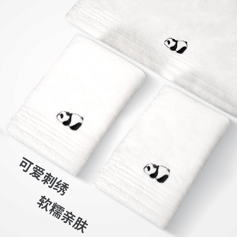Toallas de coral panda bordado nuevo lindo toalla de cabello seco engrosado absorción de dibujos animados regalos para el hogar toallas mayoristas