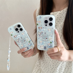 iPhone16 Apple 15ProMax/14/13 携帯電話ケース 新しいスタイルに適したグリッタースタートロイの木馬マシュマロ猫