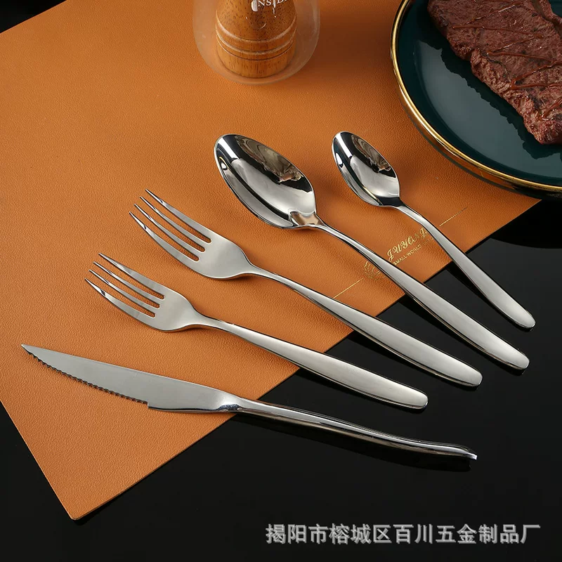18/10 Stainless Steel Main Handle Sweet Powder Mainly Tablet Fork Hotel 304 Dessert Spoon fork Cow Bow Poward Blade