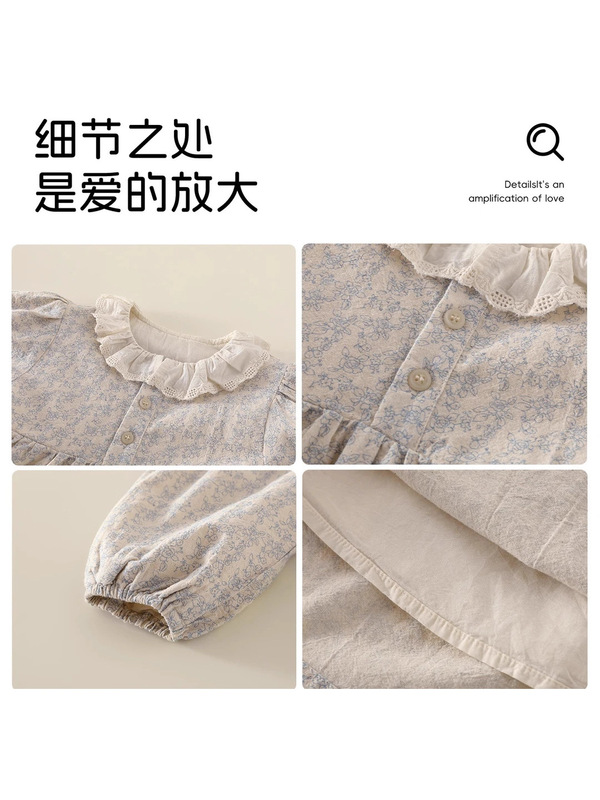 新款女童宝宝秋季韩系婴幼童舒适连衣裙秋季软糯碎花衬衫裙连衣裙|undefined