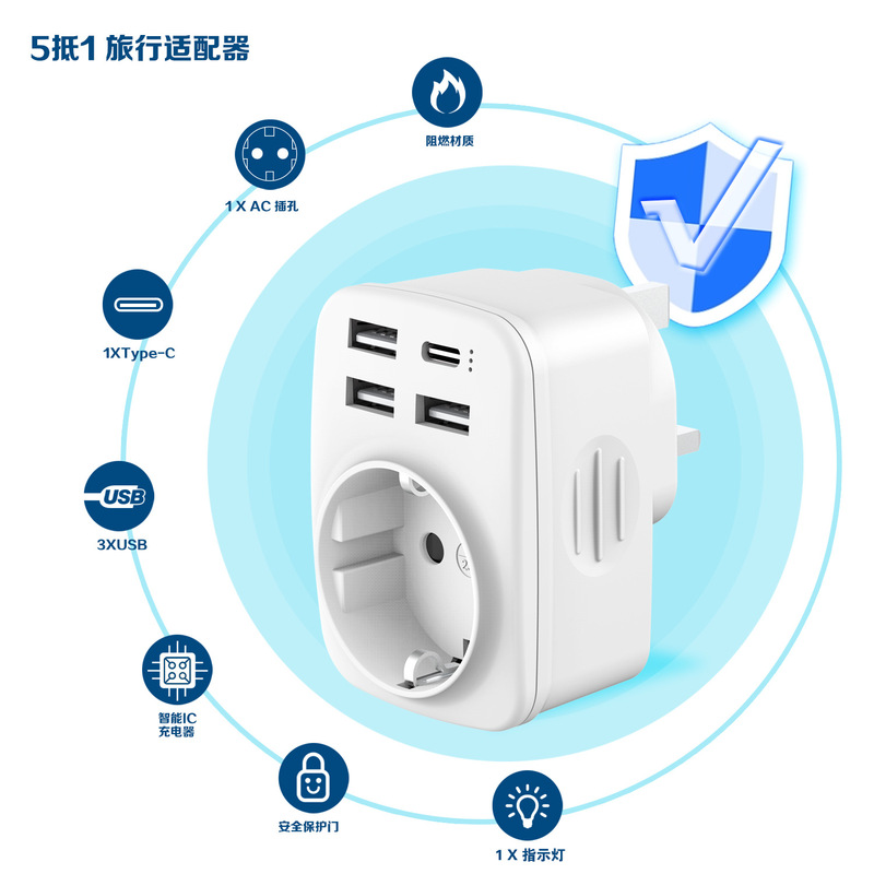 British Standard to American standard plug European standard to American standard adapter plug PD fast charge