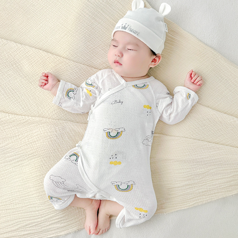 Ropa de bebé recién nacido de verano algodón recién nacido 0 estilo delgado de marzo vestido de verano de monje de manga larga vestido de mariposa de bebé de una pieza image 10