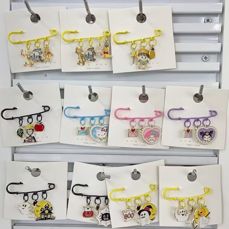 6cm de tres agujeros de la pintura de seguridad PIN de color caramelo hebilla de la cintura de dopamina pin pecho hebilla DIY accesorios de la joyería