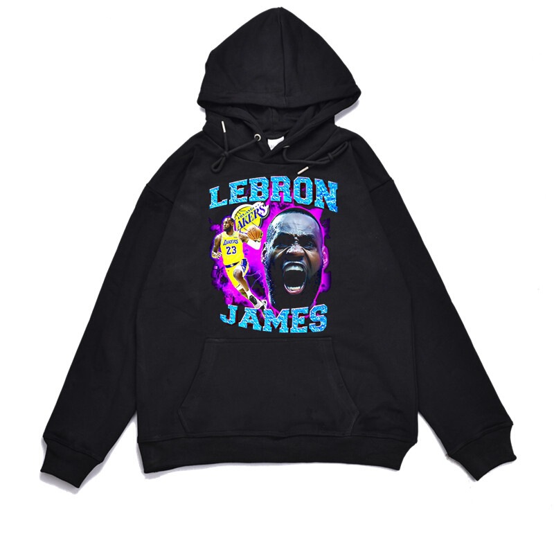 American basketball player LeBron James poster print loose-fitting hooded sweatshirt jacket