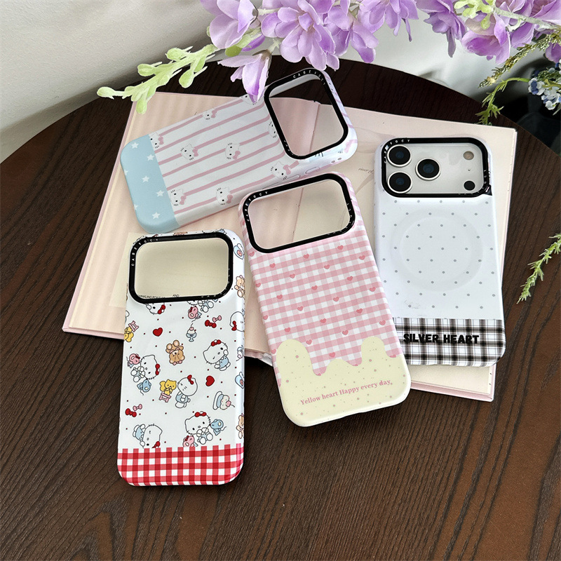 格纹立体KT爱心磁吸支架适用iPhone17苹果16ProMax/15/14手机壳女|undefined