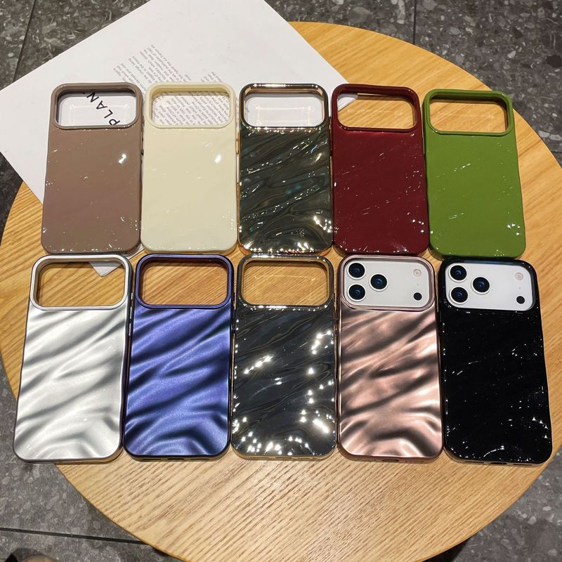 ins纯色立体褶皱适用iPhone16promax苹果17手机壳14/13软壳高级感|undefined