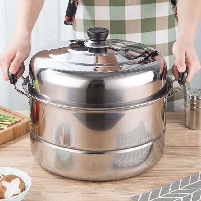 Steamer 304 Food Grade Thickened Large Stainless Steel Household Two-layer Double-layer Reinforced Steel Pot Soup Pot Gas Stove Cookware Steamer 304 Food Grade Thickened Large Stainless Steel Household Two-layer Double-layer Reinforced Steel Pot Soup Pot Gas Stove Cookware